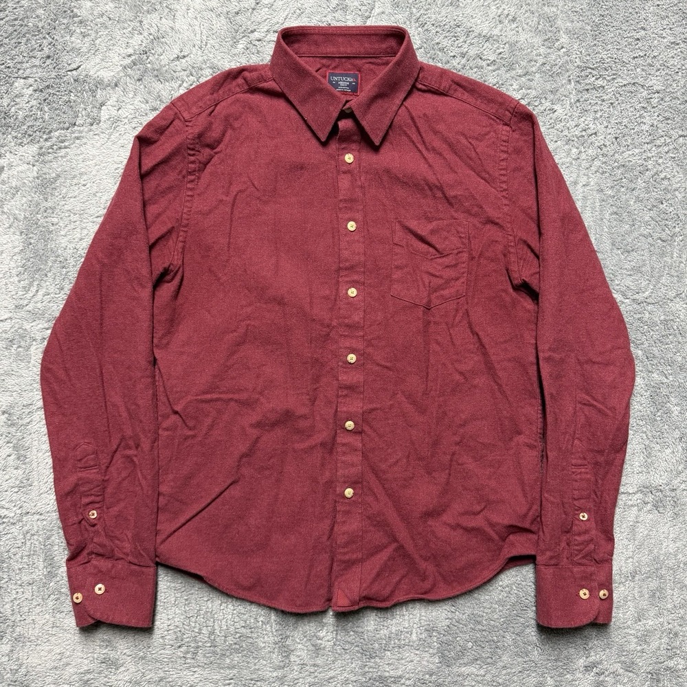 UNTUCKit Sherwood Shirt Mens M Slim Fit Red Flannel Cotton Long Sleeve Button Up